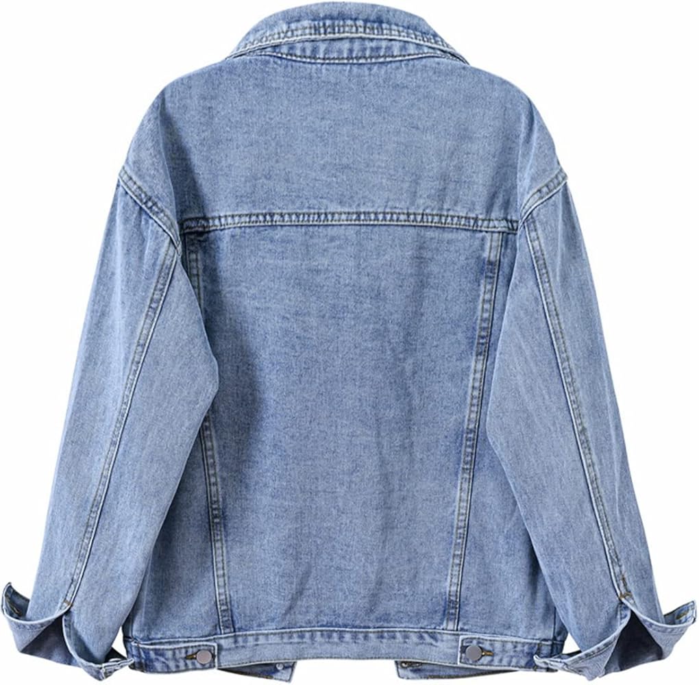 ジャケット・アウター SKOLOCT 1of1 Art Denim Jacket L Locachy Women's Casual Denim Jacket Solid Color Basic Long Sleeve